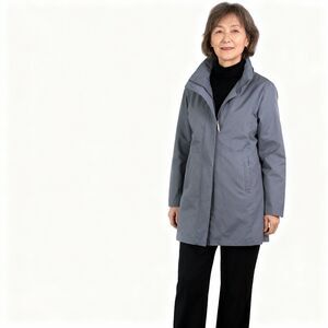 Swiss Tech womens XL (16–18) gray midweight coat hidden hood zip pockets